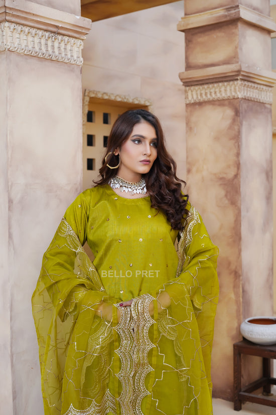 New Arrival: Elegant Raw Silk Ensemble with Matching Organza Dupatta – A Timeless Choice for Every Occasion