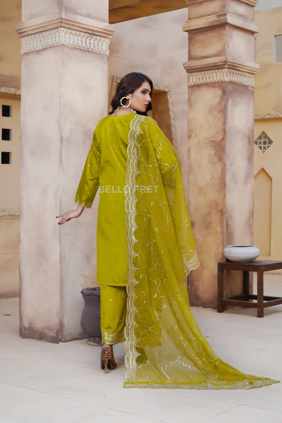 New Arrival: Elegant Raw Silk Ensemble with Matching Organza Dupatta – A Timeless Choice for Every Occasion